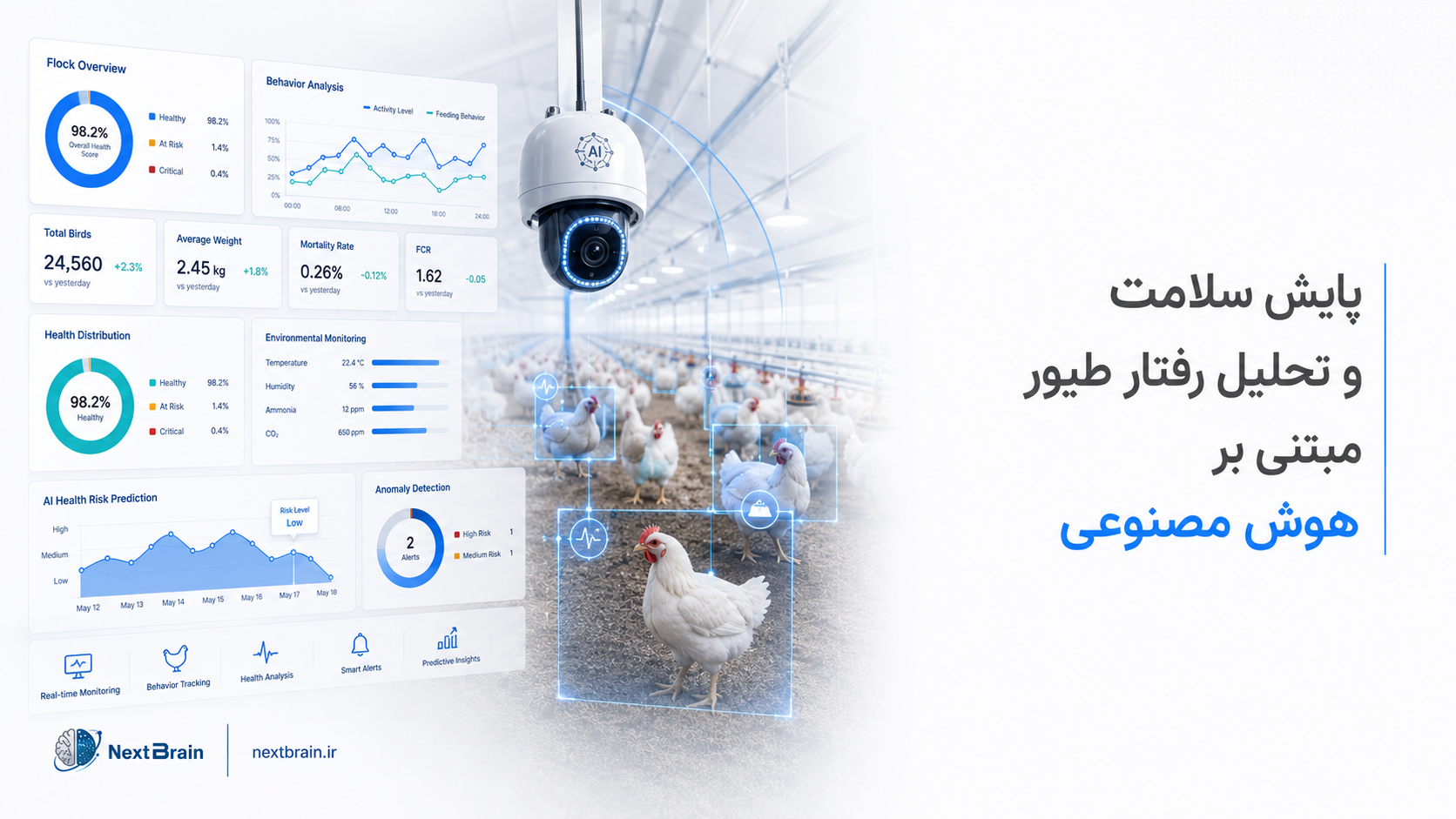 پایش سلامت و تحلیل رفتار طیور مبتنی بر هوش مصنوعی